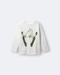 Toddler Skiing Squish Long-Sleeve Relaxed Graphic Tee - Cream