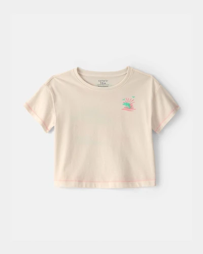 Baby Girl 'Where the Sun Never Sets' Graphic Tee - Cream