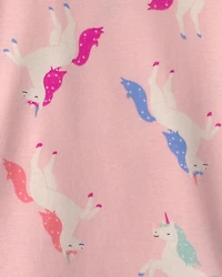 Baby Girl 4-Piece Unicorn 100% Cotton Snug Fit Pajama Set - Coral/Pink