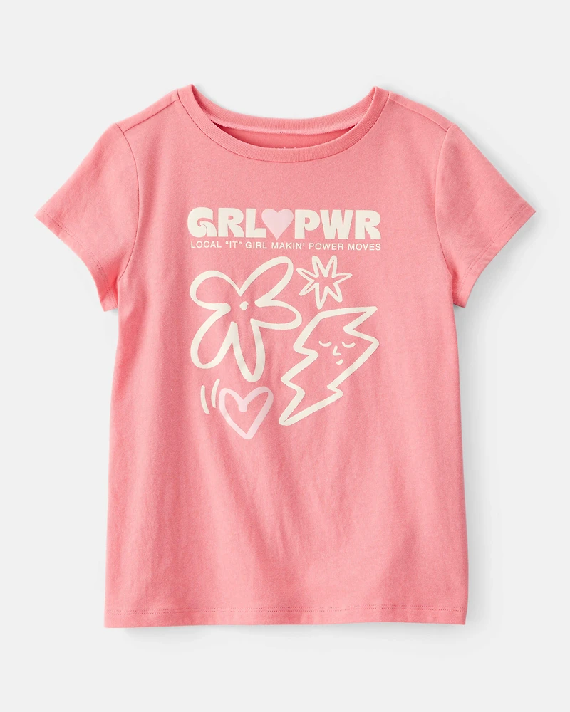 Girls Girl Power Short-Sleeve Graphic Tee - Pink