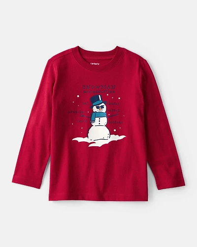 Toddler Boy Snowman Long-Sleeve Graphic Tee - Red