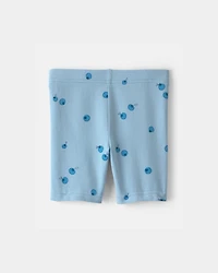 Toddler Girl Blueberry Bike Shorts - Blue