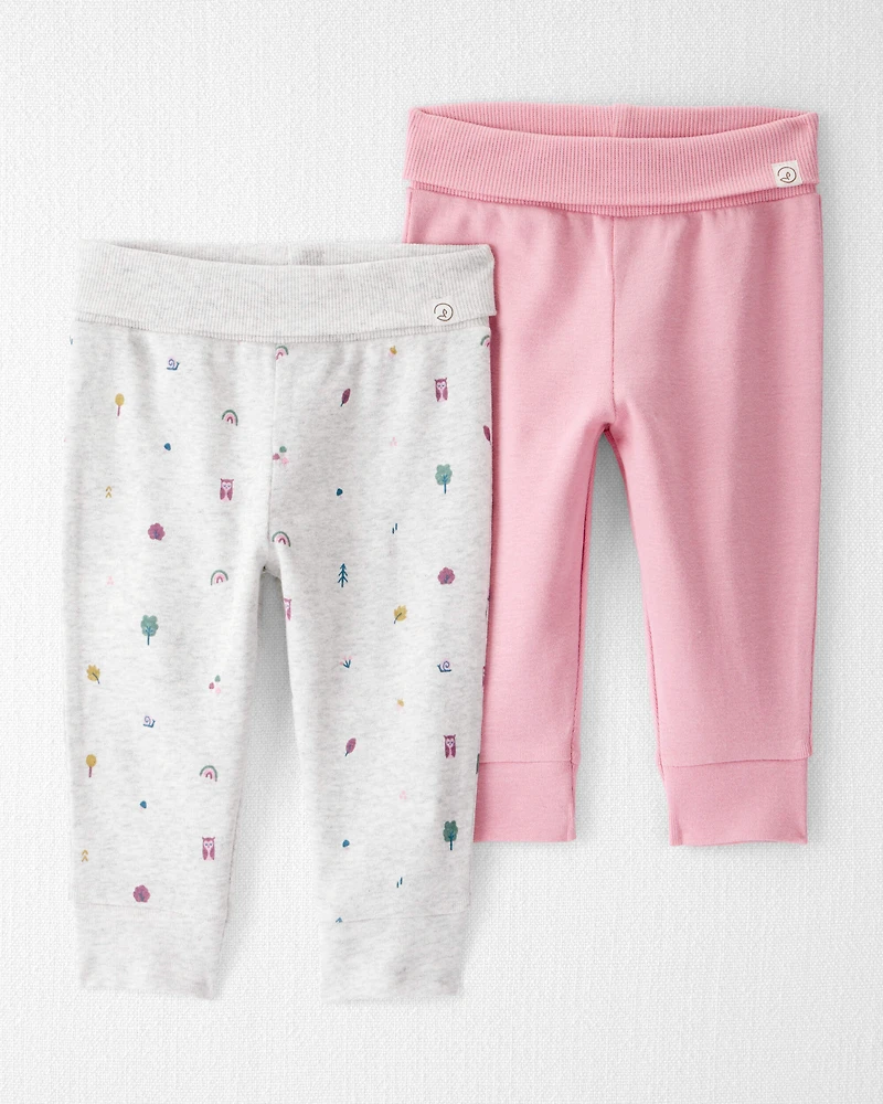 Baby Girl 2-Pack Organic Cotton Grow-With-Me Joggers