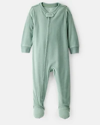 Toddler Boy Solid Loose Fit Long-Sleeve 1-Piece Pajamas - Green