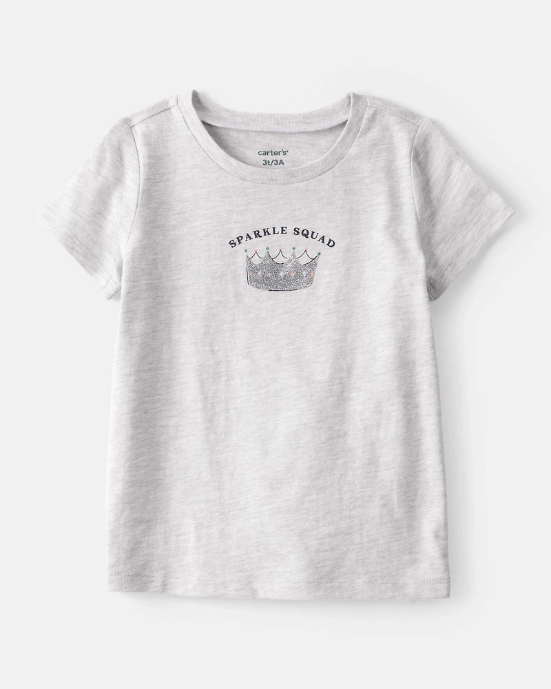Toddler Girl Sparkle Squad Short-Sleeve Graphic Tee - Grey