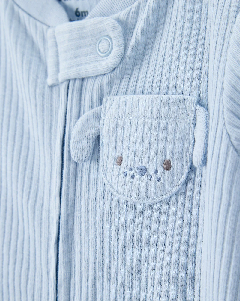 Baby 2-Pack  Ribbed 2-Way Zip Sleep & Play Pajamas - Blue/Green