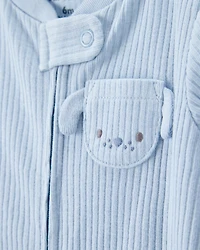 Baby 2-Pack  Ribbed 2-Way Zip Sleep & Play Pajamas - Blue/Green