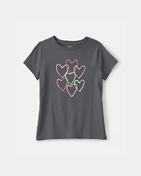 Girls Heart Graphic Tee - Grey