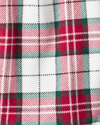 Plaid Print Fleece 2-Piece Night Gown & & Matching Doll Gown - Red/White