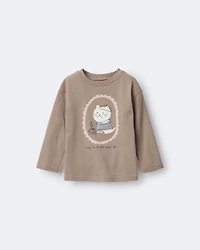 Toddler Girl Cocoa Cat Long-Sleeve Graphic Tee - Tan