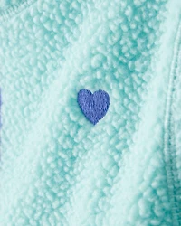 Girls Microfleece Long-Sleeve Zip-Up Jacket - Green/Blue