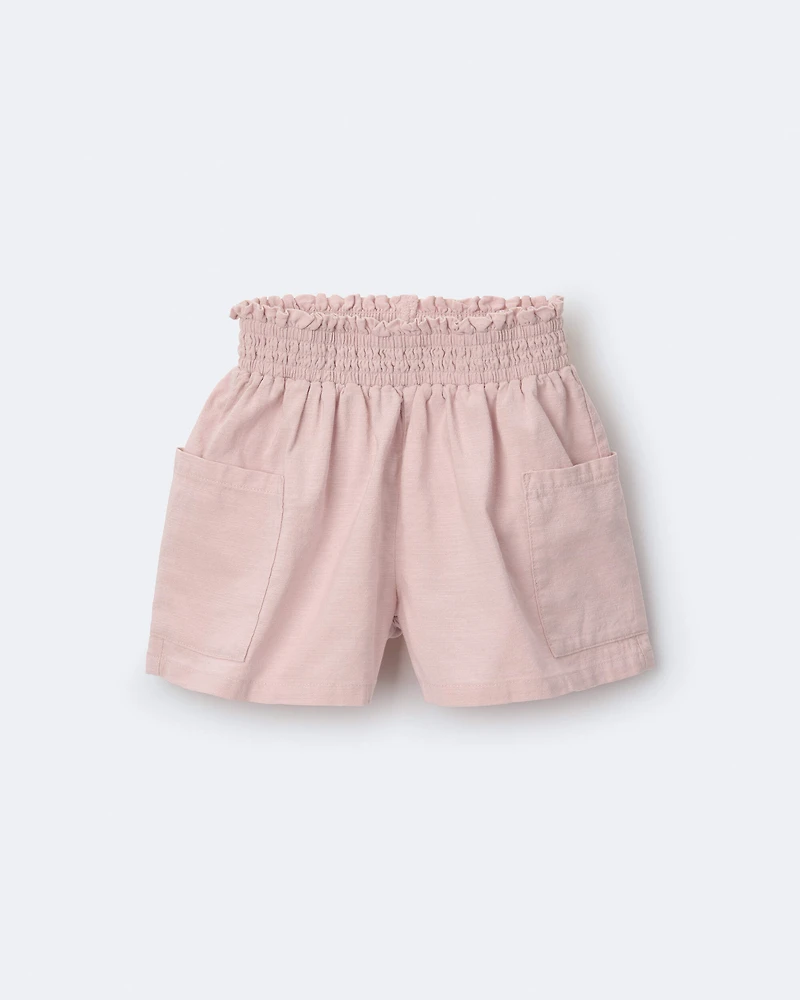 Toddler Girl Swing Short with Pockets - Light Pink