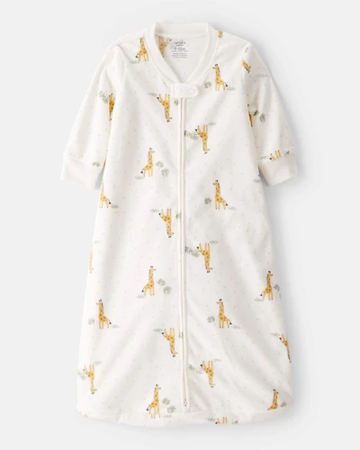 Baby Giraffe Print Long-Sleeve Wearable Blanket - White