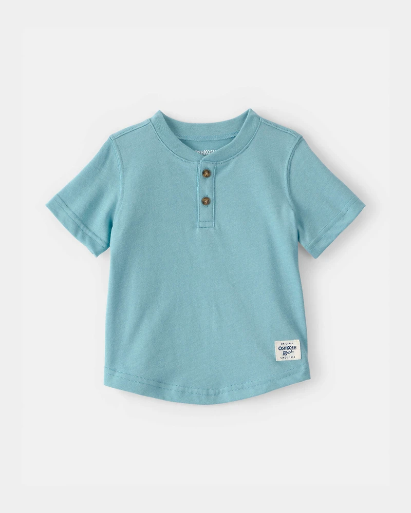 Baby Boy Short-Sleeve Henley T-Shirt - Turquoise