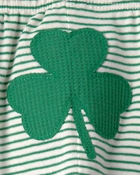 Baby St. Patrick's Day 2-Piece Striped Long-Sleeve Bodysuit & Pant Set - Green/White