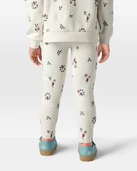 Toddler Girl Organic Cotton Ribbed Knit Pants in Berry Blossom Print