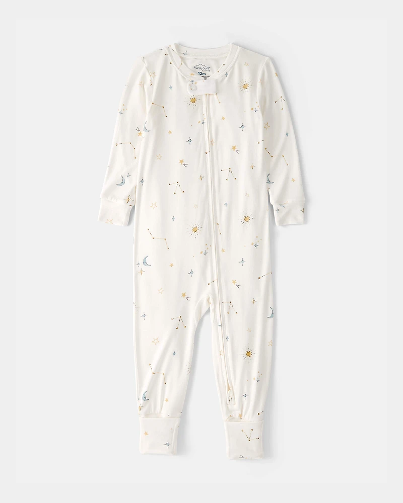 Baby Constellation PurelySoft 2-Way Zip 1-Piece Pajama - Cream