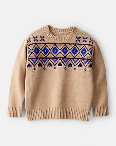 Boys Fair Isle Sweater - Brown