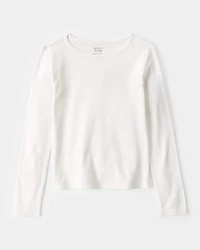 Girls 2-Piece Long-Sleeve Tee & Plaid Dress Set - White/Pink