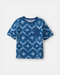 Boys Geometric Tie-Dye Pocket Tee - Blue