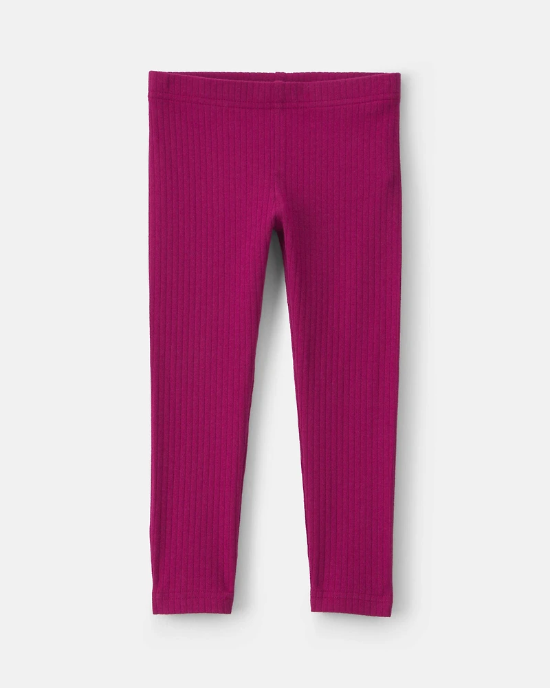 Toddler Girl Cotton Pull-On Stretch Leggings - Burgundy