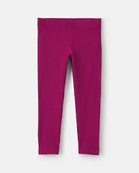 Toddler Girl Cotton Pull-On Stretch Leggings - Burgundy
