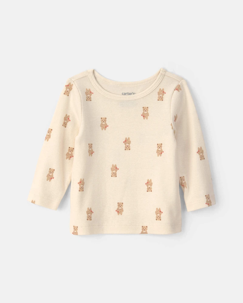 Baby 2-Piece Bear Long-Sleeve Overall Set - Brown