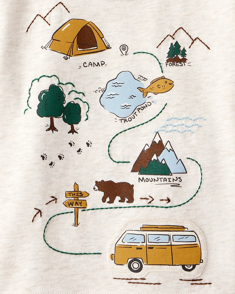 Baby Boy Camping Short-Sleeve Graphic Tee - Ivory