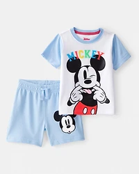 Toddler Boy 2-Piece Mickey Mouse Outfit Set - Blue/White