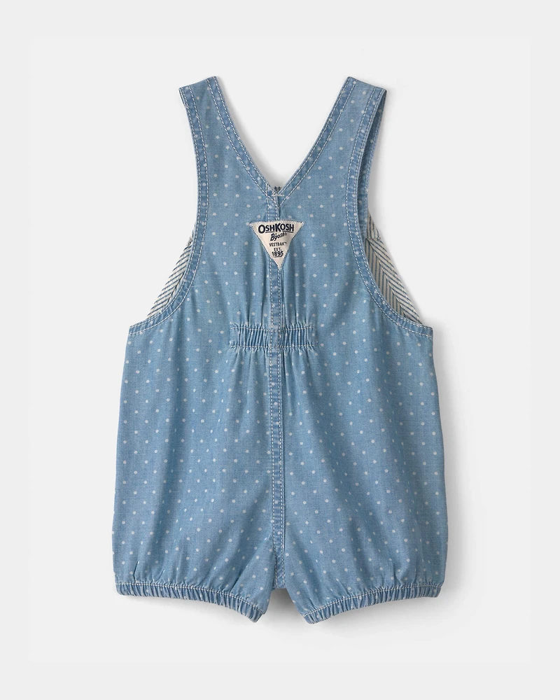 Baby Hickory Stripe & Dots Shortall - Light Wash