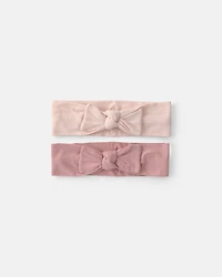 Baby Girl 2-Pack Bow PurelySoft™ Headwraps - Pink