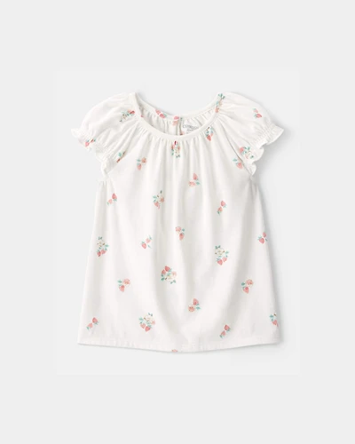 Toddler Girl Strawberry Top - White