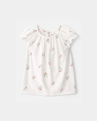 Toddler Girl Strawberry Top - White