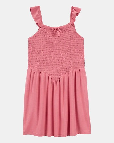 Kid Smocked Tank Dress - Pink