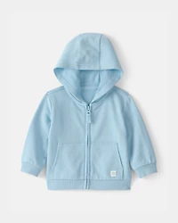 Baby French Terry Zip-Up Hoodie - Blue