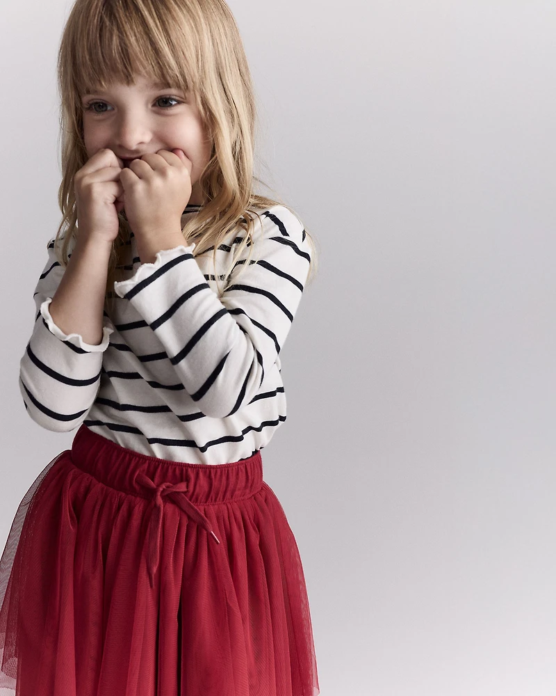 Toddler Girl Avenue Twirl™ Tiered Midi Skirt with Tulle - Red