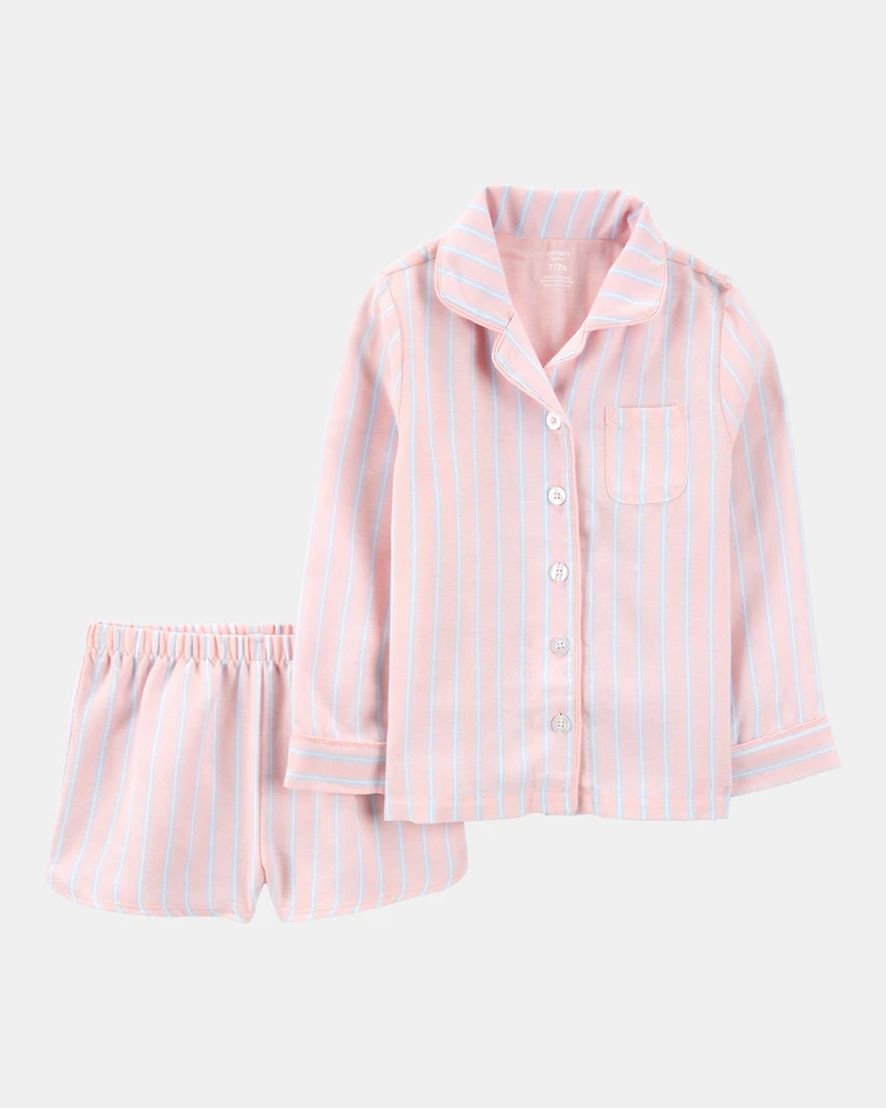 Kid Striped Loose Fit 2-Piece Pajamas - Purple