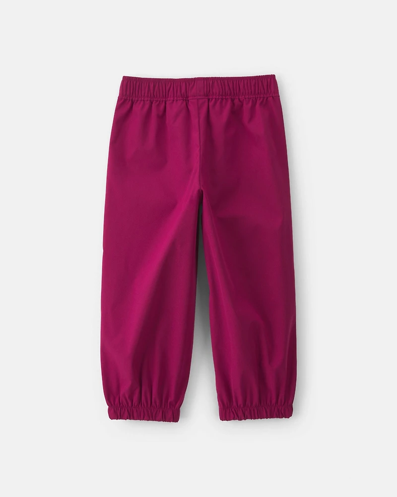 Toddler Girl Bow-Cuff Poplin Joggers - Red
