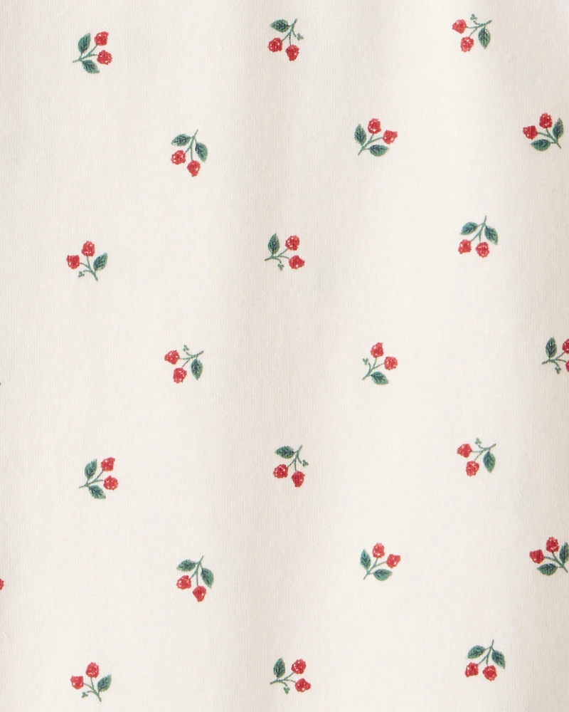 Toddler Girl Holly Berry Print Cotton Long-Sleeve Top - Cream