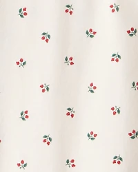 Toddler Girl Holly Berry Print Cotton Long-Sleeve Top - Cream