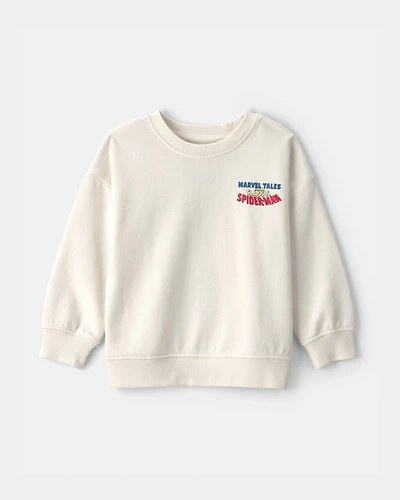 Toddler Boy ©Marvel Spider-Man French Terry Pullover Sweatshirt - Ivory