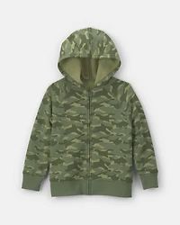 Boys Camo Zip-Up Hoodie - Green