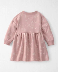 Baby Girl Organic Cotton French Terry Dress in Pink Bunnies Print