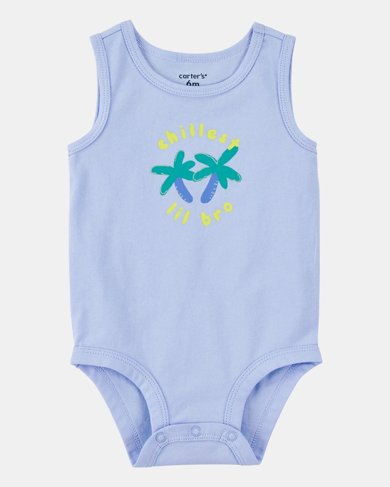 Baby Chillest Lil Bro Sleeveless Bodysuit - Blue