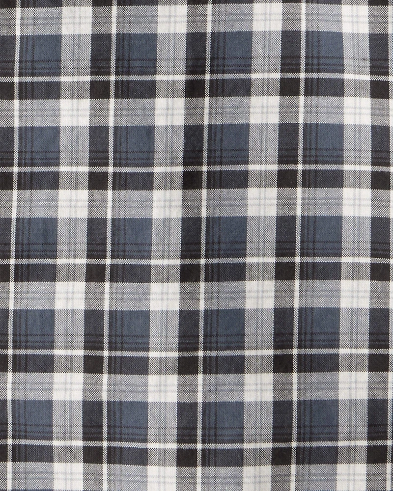 Boys Plaid Cotton Long-Sleeve Button-Down Shirt - Grey