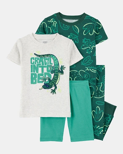 Toddler Boy 4-Piece Lizard Cotton Blend Pajamas - Green