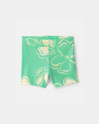Baby Girl Floral Bike Shorts - Green