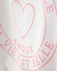 Girls 'More Amour' French Terry Pullover Sweatshirt - Cream