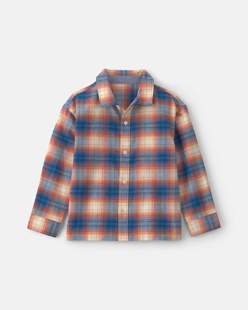 Boys Plaid Flannel Button-Down Shirt