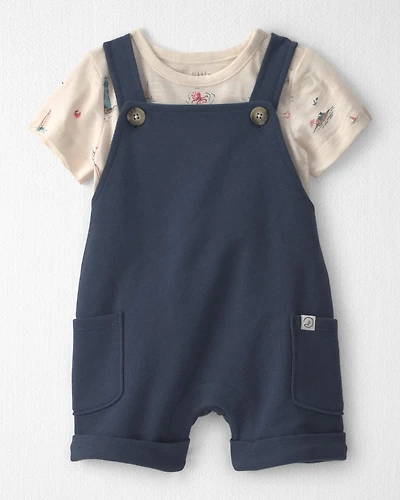 Baby 2-Piece Organic Cotton Shortall Set in Coastal Vacation